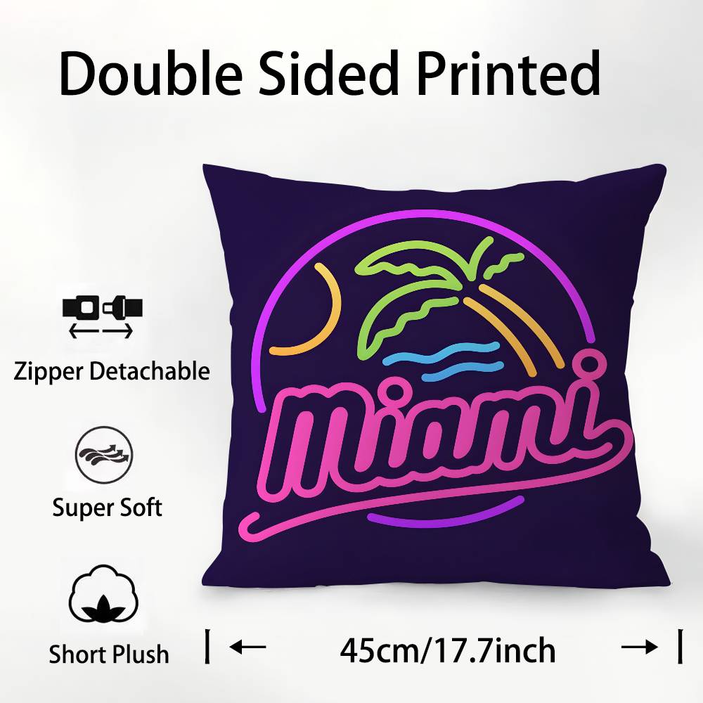 Movie M-Miami Vice Pillow Case Square Double‑Sided Print Cushion Case For Sofa Home Bedchamber Decor Gift