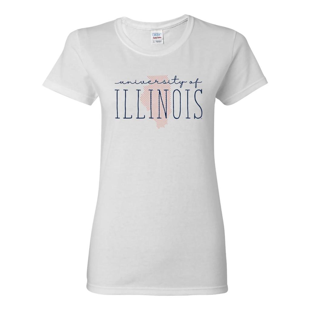 Illinois Fighting Illini Dot Script Women's T-Shirt - White
