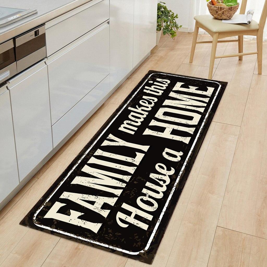 

Rustic Wood Kitchen Runner Rug Soft Non-Slip Letter Print Floormat Farmhouse Style Kitchen Carpet for Sink Laundry Hallway Decor 40X120CM