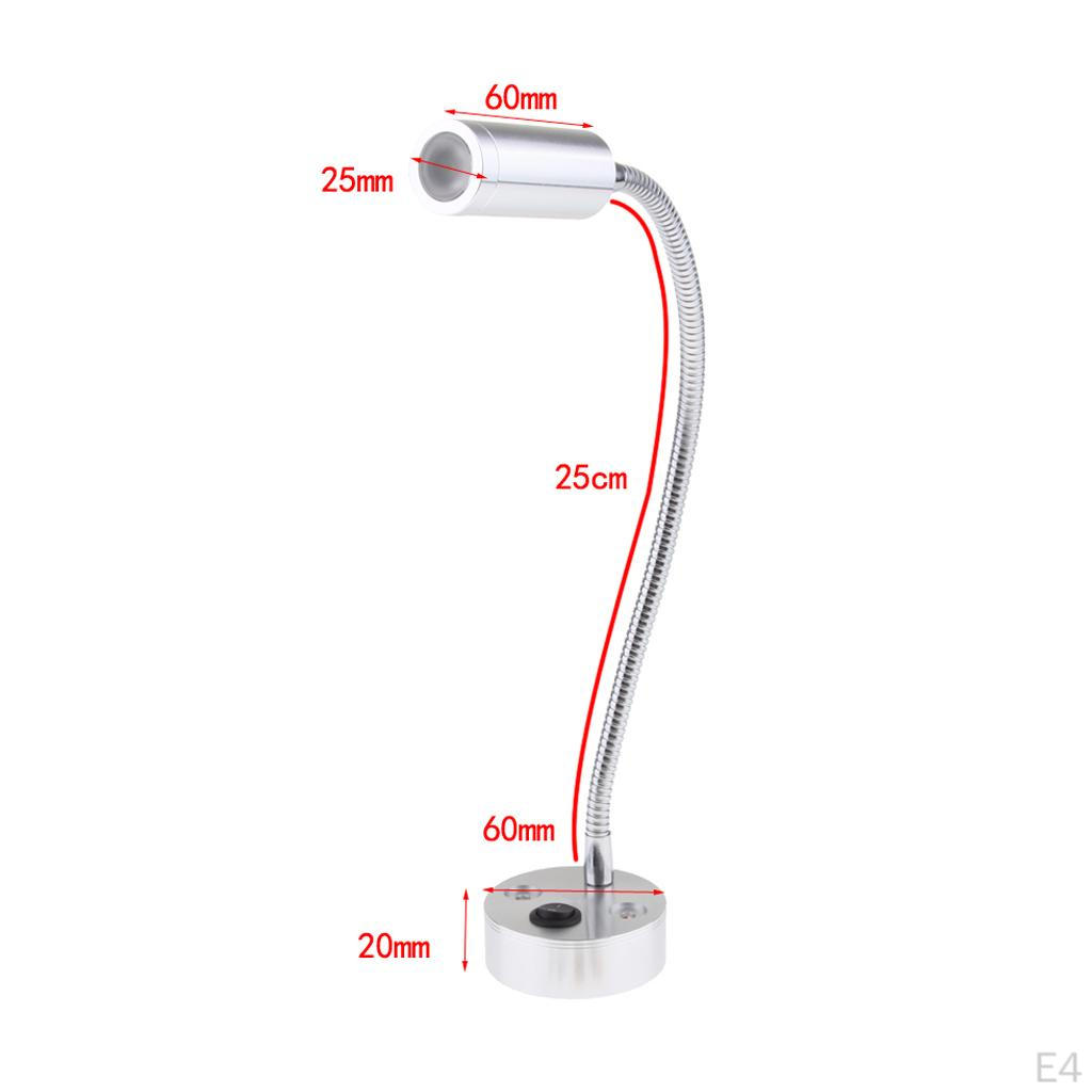 12V 3W 170LM RV Boat LED Reading Light Gooseneck Lamp Wall Surface Mount