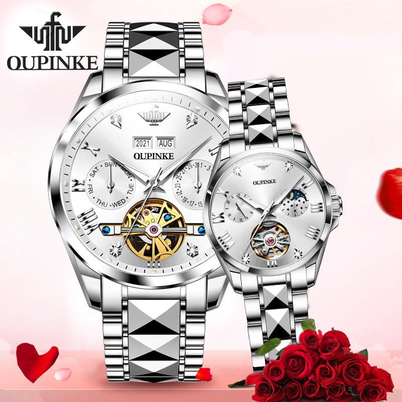 

European Brand Fully Automatic Skeleton Luminous Mechanical Couple s Watch - Men s and Women s Styles