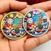 Santa Claus coins, New Year gifts, New Year's greetings, Christmas snowman, bells, commemorative medals, creative decorations, keychain