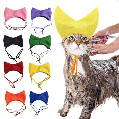 Verstellbare Katzen-Duschhaube Wasserdichte Hauben für Haustierohren Kordelzug Hundekopfbedeckung Schützt Haustierohren vor Wasser und Shampoo für Bad und Dusche