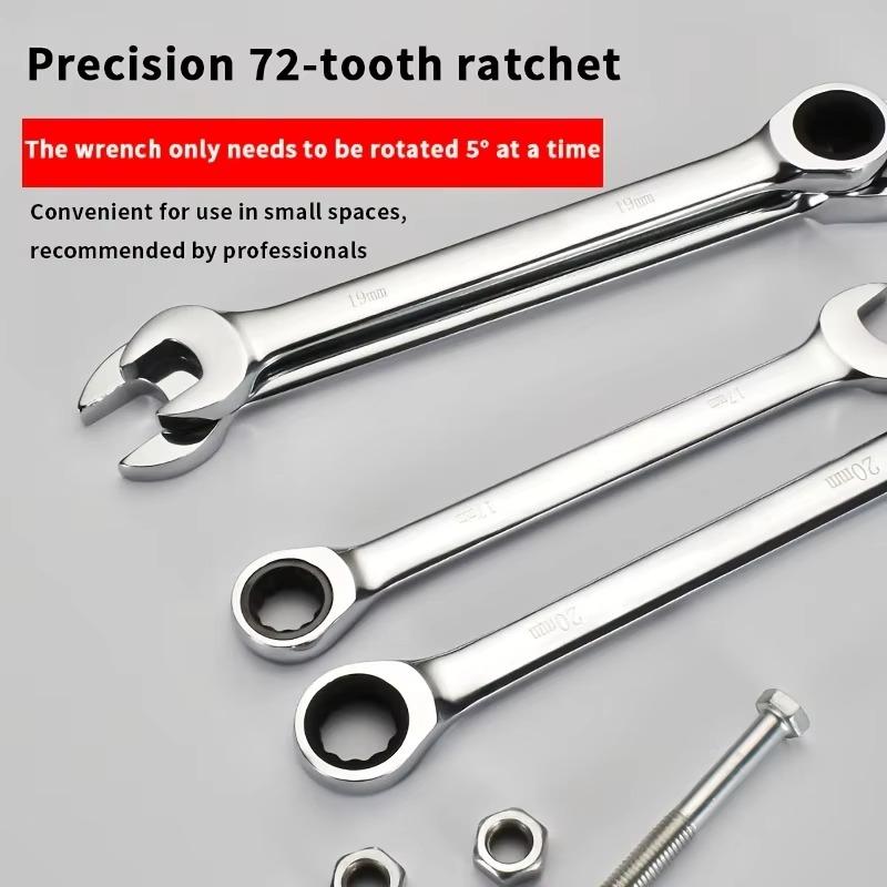 6/8/10/12pc Ratchet Wrench Set, 72-Tooth Quick Release, Open & Box End, High Hardness, Durable for DIY & Professionals