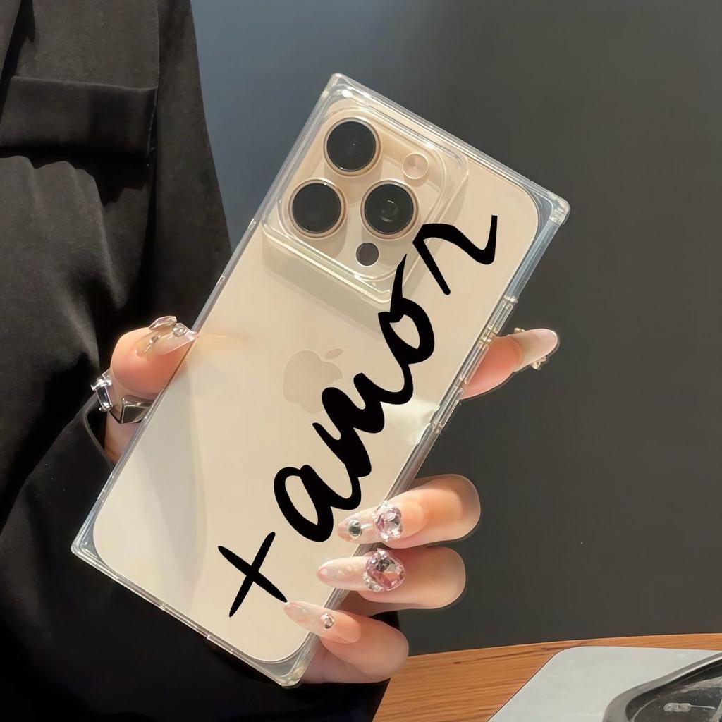 Clear Square Back Tube Case Protection For iPhone 15 Plus 14 Pro Max 13 16 ProMax 11 12 Anti-Oxygen,English Alphabet Pattern Casing