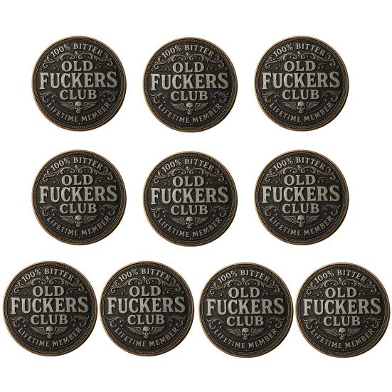 Old F*ckers Club Coin Funny Still Kicking Lifetime Member Coin No Rules No Filters Challenge Coin Adults Collectible Retirement Birthday Gag Gift for