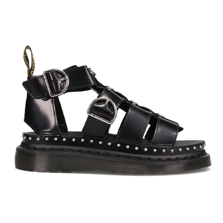 Dr. Martens Mackaye Hardware Leather Strap Open Toe Flat Sport Sandals Women sandals Black 26566001