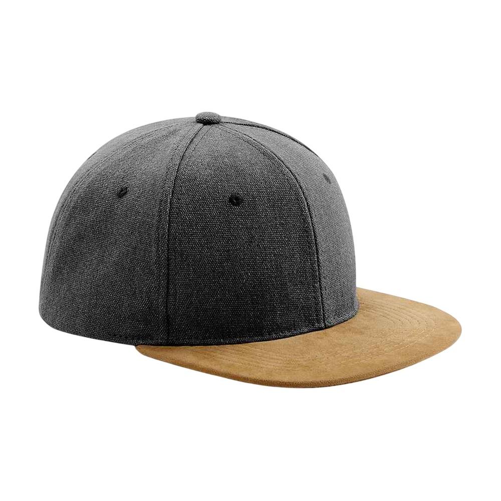 Faux Suede Flat Peak Snapback Cap