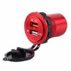 Waterproof Dual USB3.0 QC Fast Charger with Voltmeter for DC Car Boat Mobile Red Shell