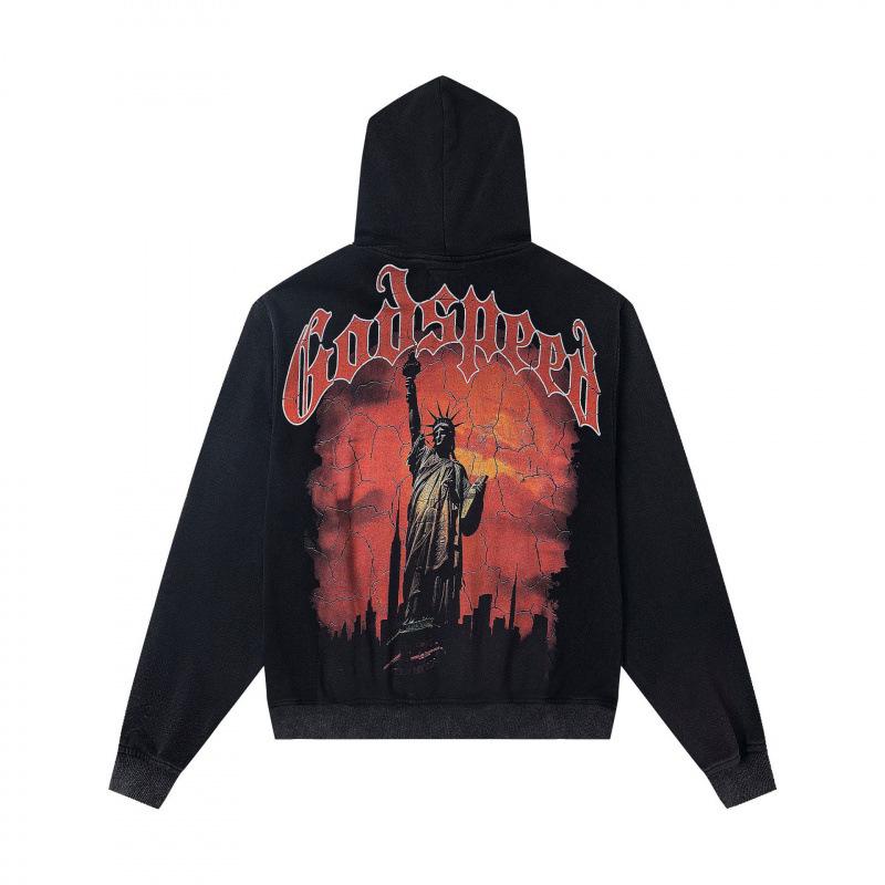 odspeedss autumn and winter new direct injection printing wash water retro pure cotton hip hop beauty trend hoodie sweater