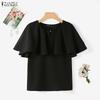 ZANZEA Damen Sommer Lässig Rundhals Locker Halbarm Bluse