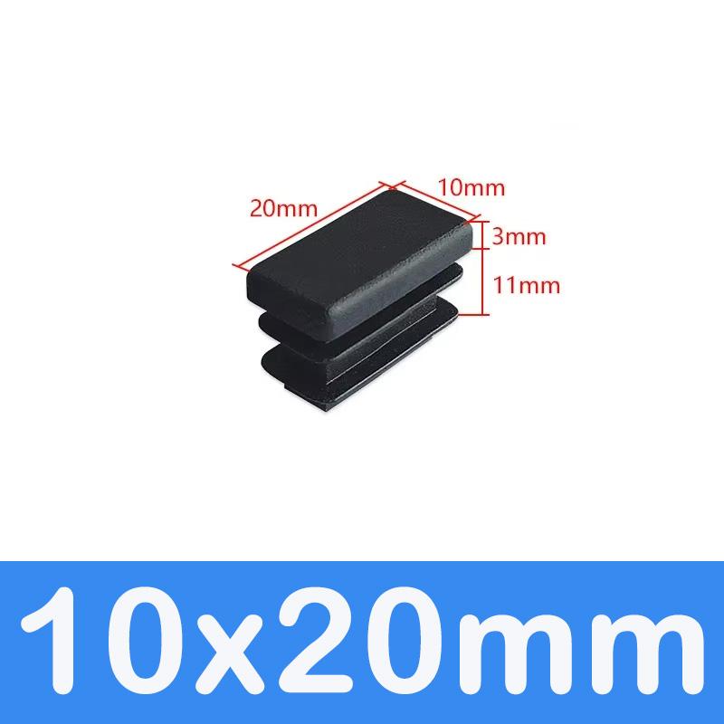 Rechthoekige Buis Dop Inzetstukken Zwart Plastic Afsluitdoppen 10x15mm-60x100mm Meubels Tafels Stoelen Voetdoppen