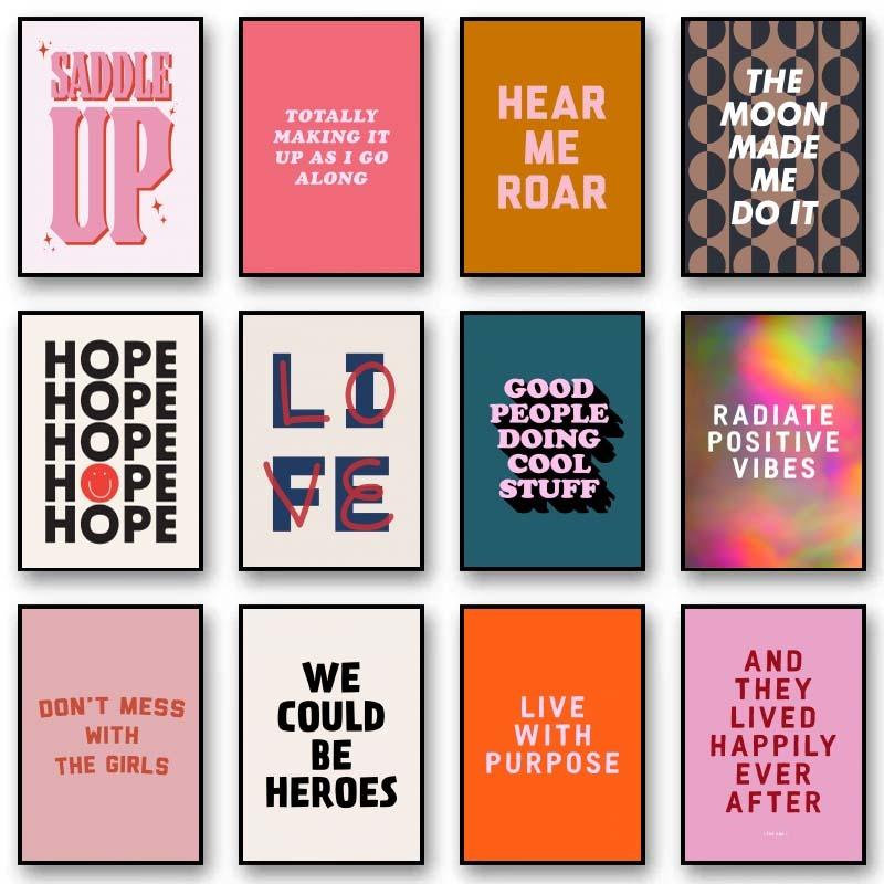 Funny Quote Art Pink Poster Girl Power Love Quote Canvas Posters and Prints Printing Wall Art Picture for Living Room Decor