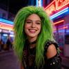 Comfortable Grass Green Explosive Long Curl Fluffy Halloween Party Wig  Stage Performance