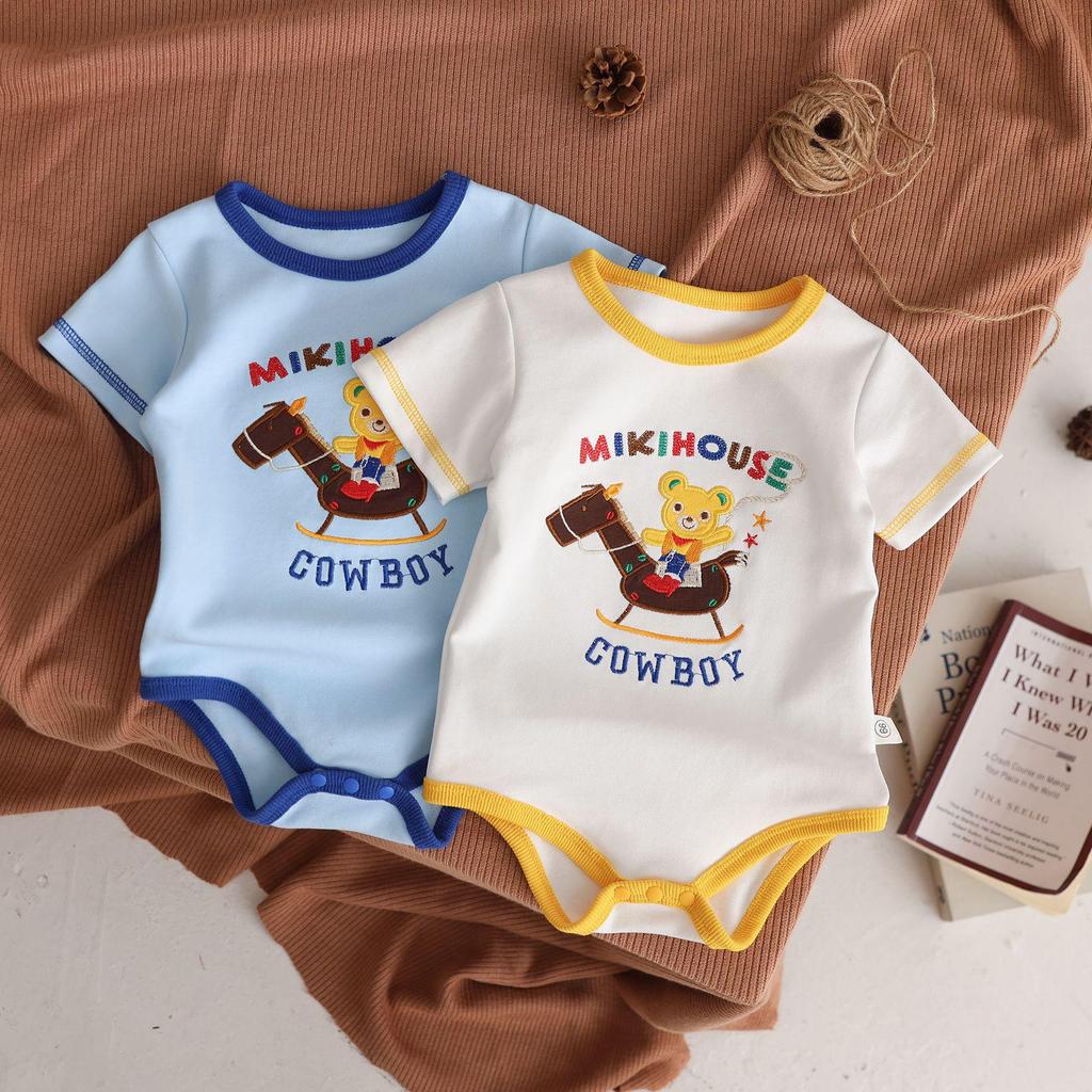 Summer Baby Romper 2025: Cute Cartoon Print, Round Neck, Breathable Short Sleeve, Triangle Jumpsuit