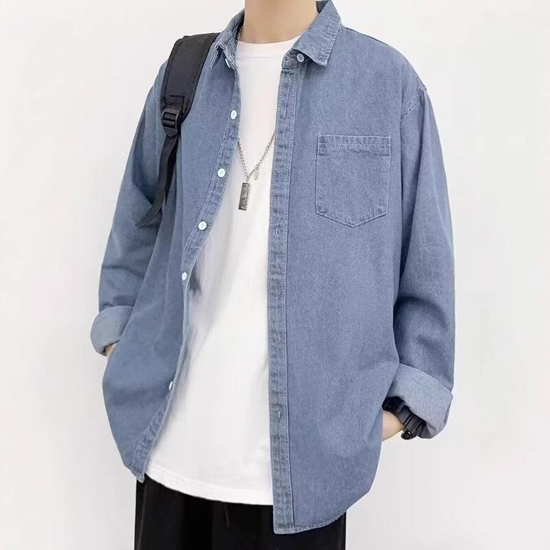 Spring and Autumn New Denim Jacket Original Trend Teen Men's Tooling Shirt Loose Hong Kong Style Casual Jacket