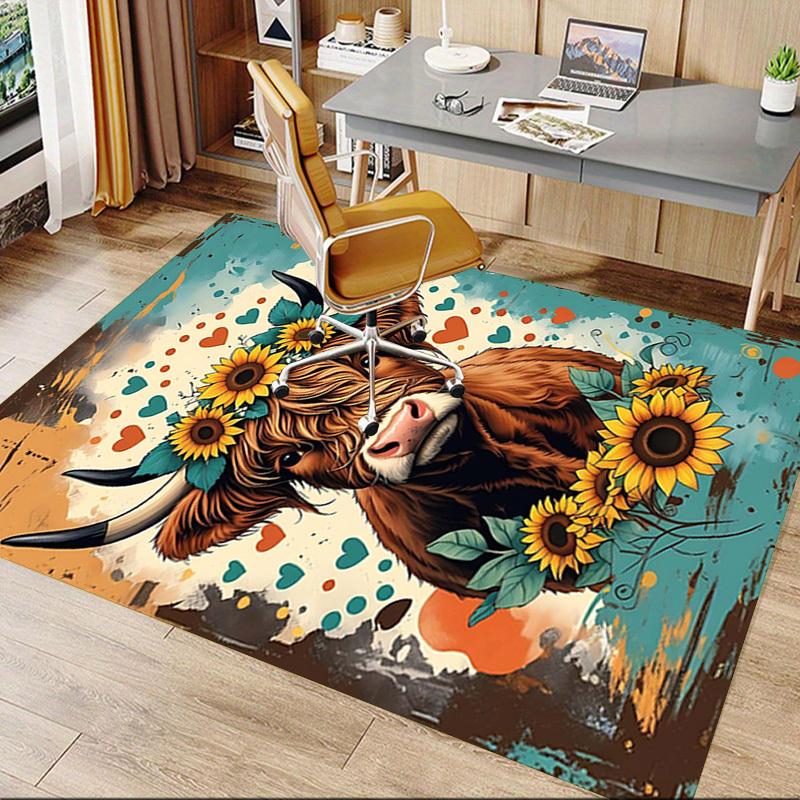 1PC Cow Sunflowers Extra Large Non Slip Floor carpet, Office, family, Studio Large Area Rug Indoor Rugs, Bold Statement Piece