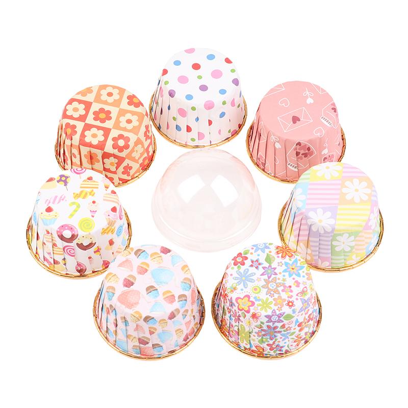 50Pcs/Set Disposable Cupcake Cups Or Lids Disposable Muffin Cups Heat Resistant Glossy Cupcake Liners Diy Baking Supplies
