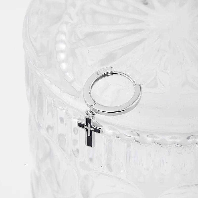 Punk Black Cross Pendant Earrings for Women Gothic Hip Hop Metal Long Tassel Hanging Earring Wedding Party Jewelry Gifts