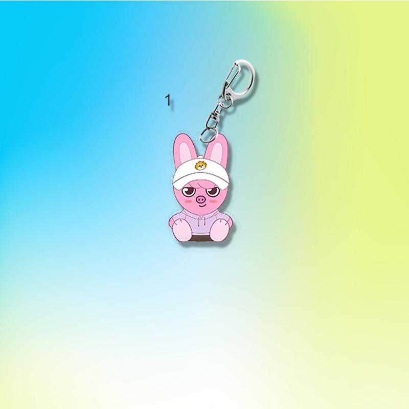8pcs Stray Kids SKZOO Casual Outfit Keychain, Kawaii Sitting SKZOO Characters Acrylic Pendant, Kpop Fans Cute Bag Charm