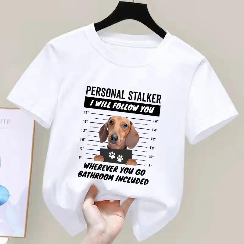 Dachshund Teckel Funny Cute Dog Animal TShirt Kid Girls Short Sleeve Summer Fashion Tshirt Casual Fashion Tee Shirt ONeck Tops