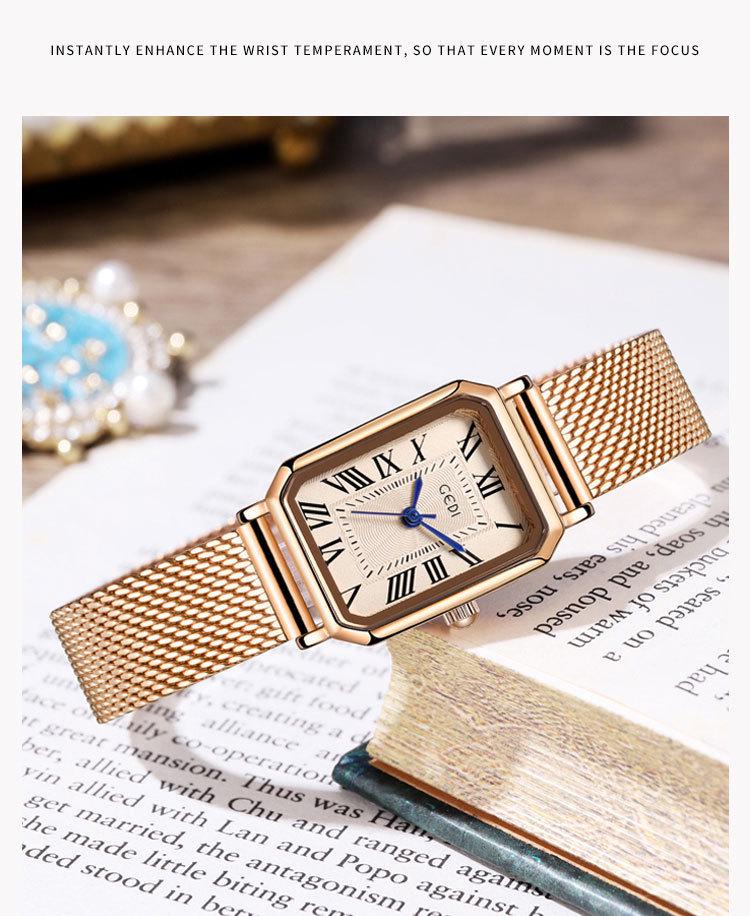 Gedi Vintage Roman Wheat Ear Women's Square Quartz Watch