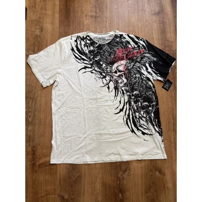 European and American men's summer fashion skull letter print comfortable and breathable round neck T-shirt outdoor street top