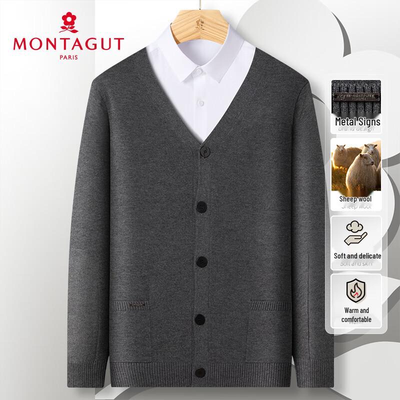 

MONTAGUT Men s V-Neck Wool Blend Knit Cardigan 3XL