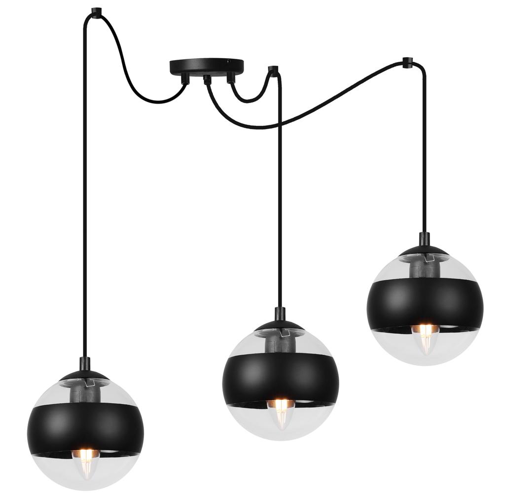 Toledo Spider Hanging Lamp Black 3-Flat Black Lampshade E14
