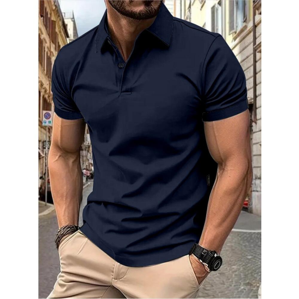 Men's New Summer Solid Color Top Popular Fashion Short Sleeves Slim Short Sleeves
