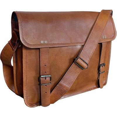 Borsa Messenger per Laptop in Vera Pelle Fatta a Mano Vintage per Uomo Donna - Pelle Pieno Fiore Cartella per Laptop Borsa a Spalla da Ufficio