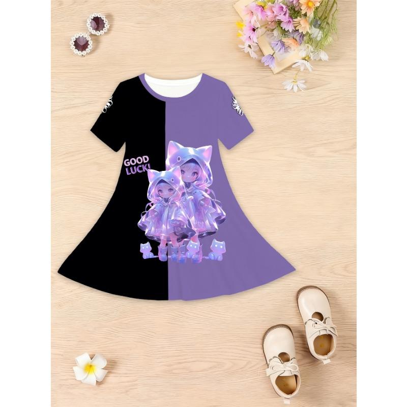 

Girls Princess Party Dresses with Short Sleeves & Mid-Length - Lightweight Everyday Birthday Outfits, 110