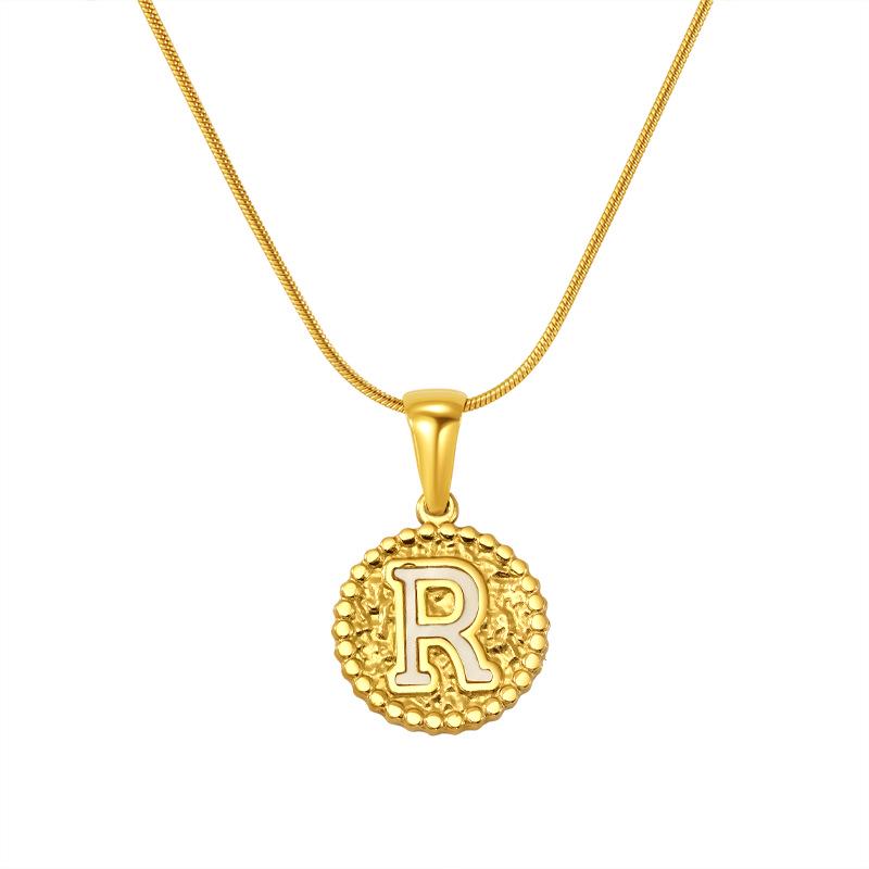 European and American Stainless Steel Letter Necklace for Women - Versatile Titanium Steel Hammered Pendant Jewelry Fashion