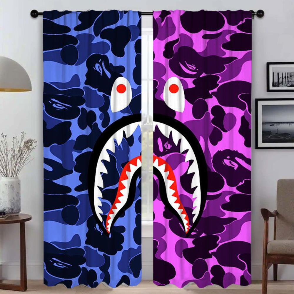 Elegant Room Curtains for Camera B-BAPE Halloween Decoration Window Curtain for Room 2 Panel Partition Home Interior Curtains