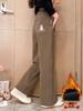 Girls' Velvet Wide-Leg Pants: Spring & Autumn Thickened European Cotton Casual Wear