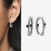 Authentic 925 Silver Cherry Blossom Bow Heart Hoop Stud Drop Earrings plata de ley Jewelry DIY Birthday Gift Original