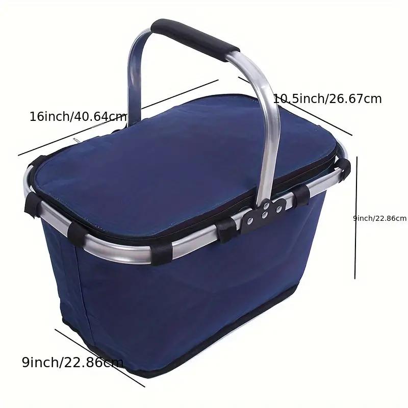 Picnic Basket Outdoor Ice Pack Foldable Insulation Bag Portable Shopping Basket with Lunch Box Fast Food Takeaway Insulation Bas