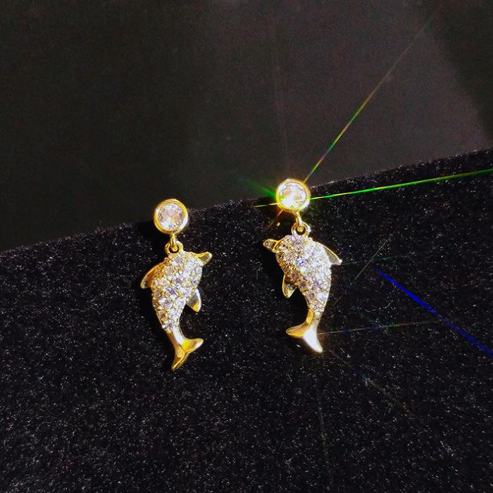Sea Life Earrings Temperament Earrings Dolphin Earrings Women'S Tide Ear Jewelry