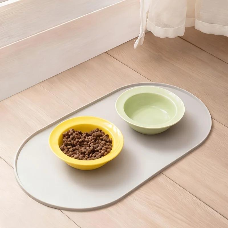 Multifunktionale Haustier-Futtermatte für Katzen und Hunde, leicht zu reinigen, strapazierfähige Oberfläche für Nass-/Trockenfutter mit rutschfesten erhöhten Rändern