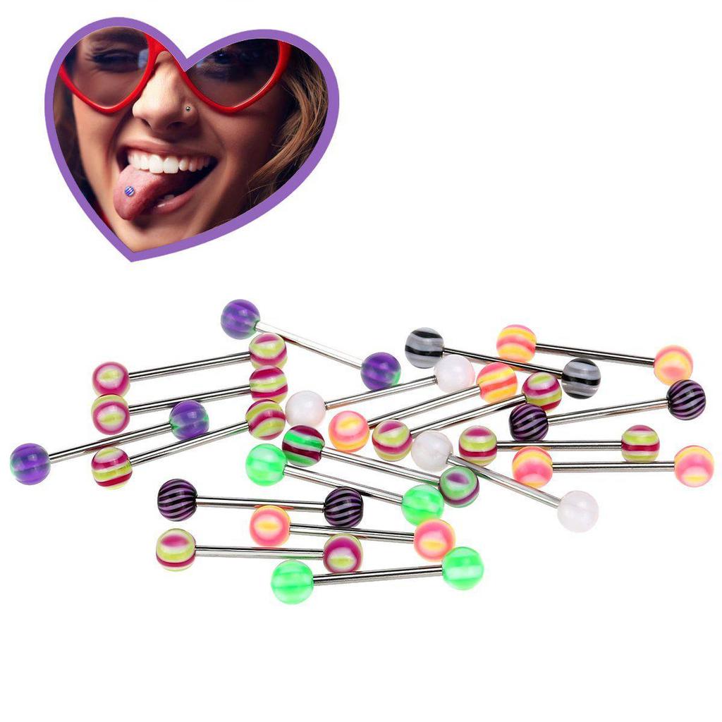 Mixed Color Acrylic and Stainless Steel Eyebrow & Tongue Piercing Set