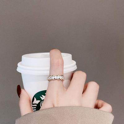 Korean Zircon Ring: Niche Fashion Design, Adjustable Light Luxury Index Finger Ring