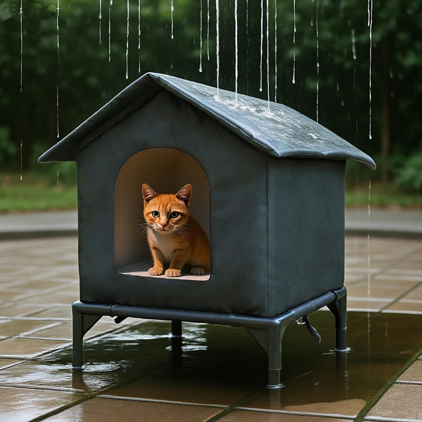 

Уличный домик для кошек Кошачья палатка Приют для бездомных на зиму Веранда Задний двор M Black