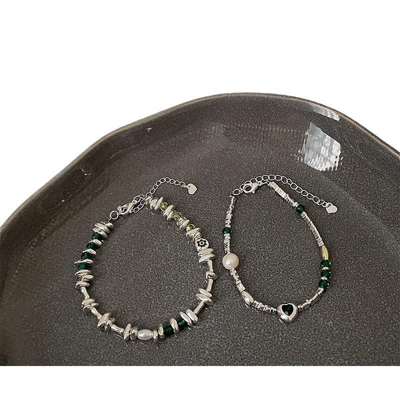 Bracelet d'amour perle argent cassé de niche de luxe léger pour femmes, simple, personnalité, mode, tempérament, tendance, polyvalent, bijou