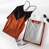 Womens Mid-Length Slip Dress Solid Color Silk Cami V-Neck Slim Fit Daily Wear