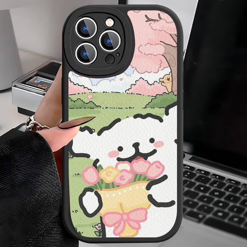 Maltese Cute Line Puppy Dog Phone Case For IPhone 16 15 14 13 12 11 Pro Max Plus Leather Soft Cover