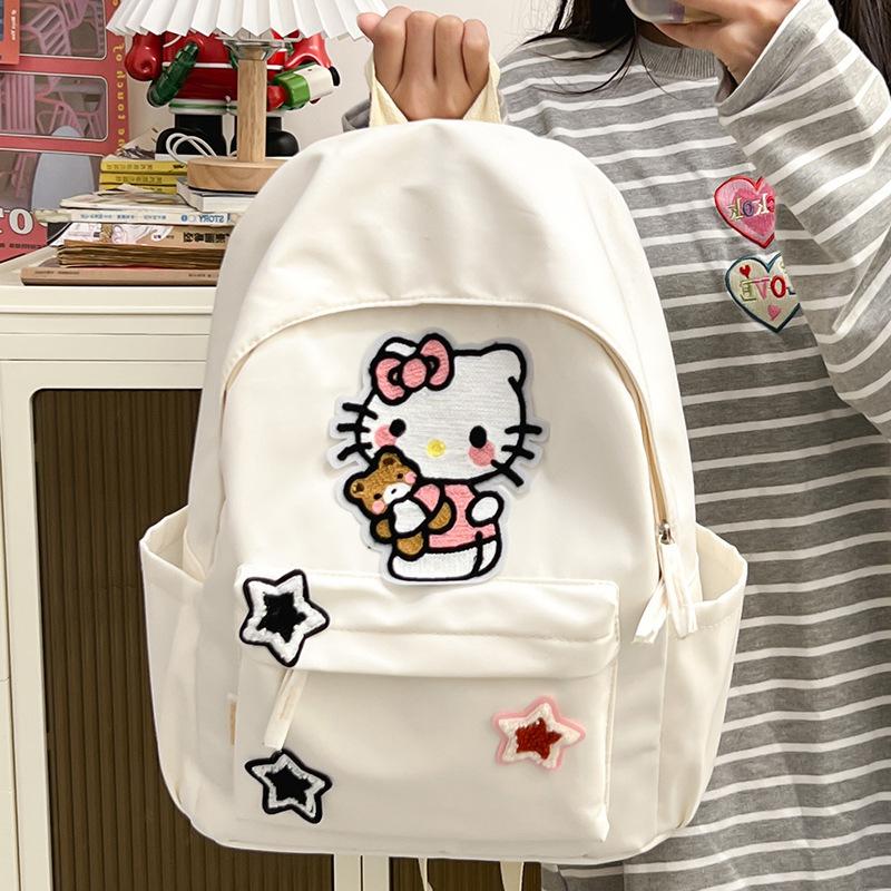 Schoolbagkt Cat School Bag Female Junior High School Student Backpack Large Capacity College Student Campus Backpack Oxford Cloth Backpack