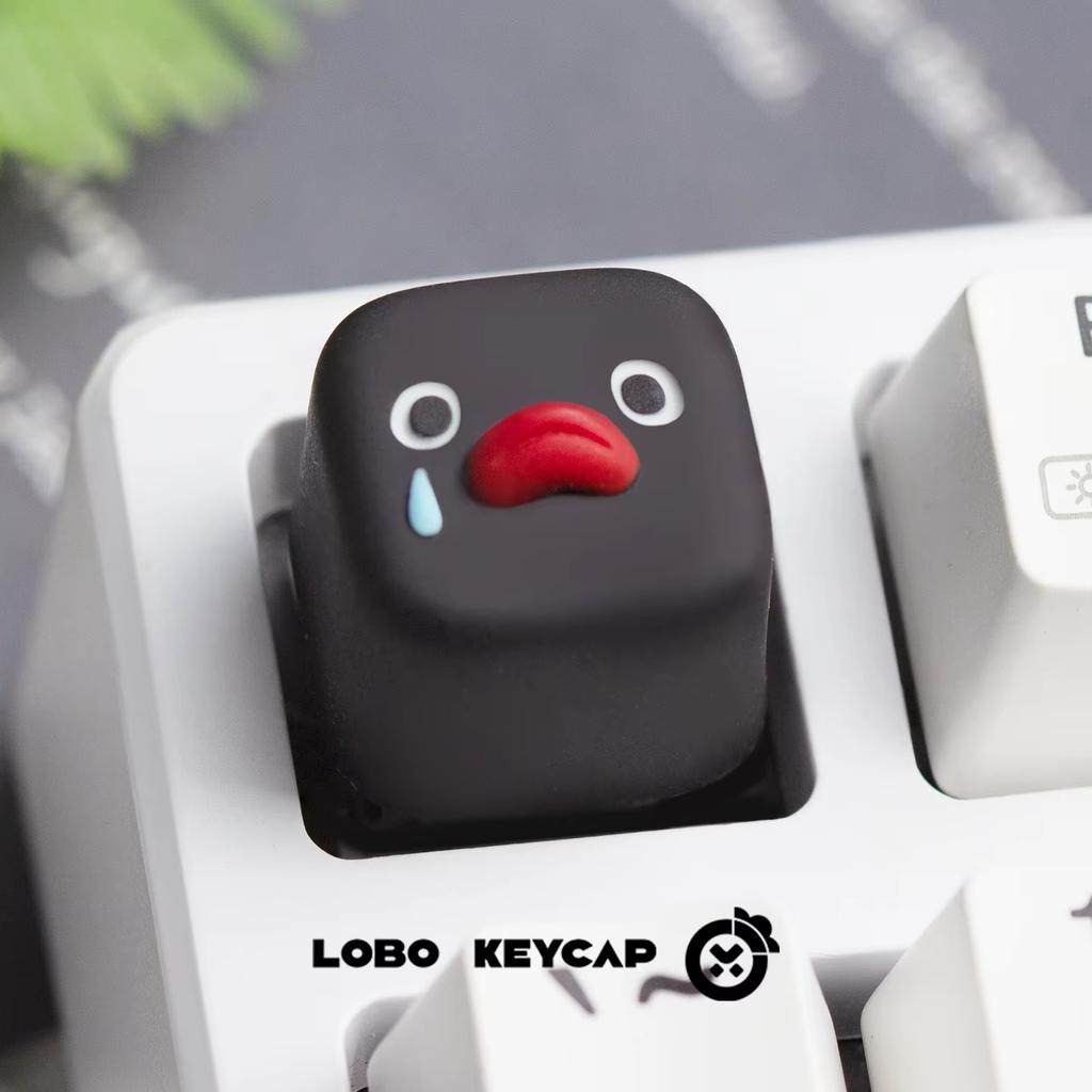 Kawaii Penguin Action Figures Anime Resin Keycap Creative Design Mechanical Keyboard Accessory Esc Key Replacement Fun Ornament