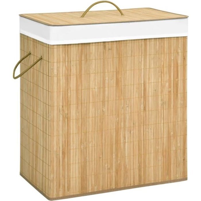 VidaXL Panier à linge avec 2 sections bambou 100 L 320740