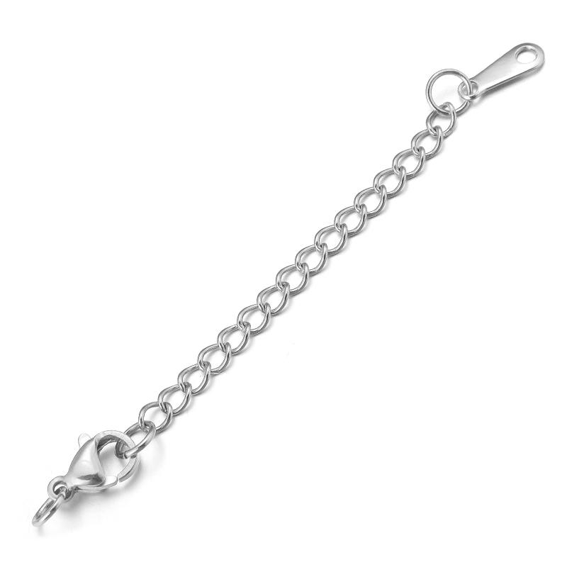 10pcs/Lot 50mm Stainless Steel Necklace Extension Chain Bulk Bracelet Extended Chains Tail Chains Extender For Jewelry Making