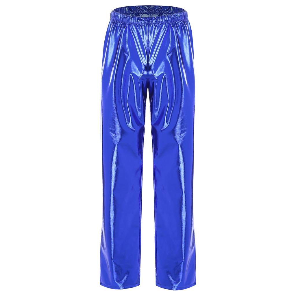Herren Metallic Jazz Dance Hosen Elastischer Bund Design Halloween Mottoparty Bühnenauftritt Hosen